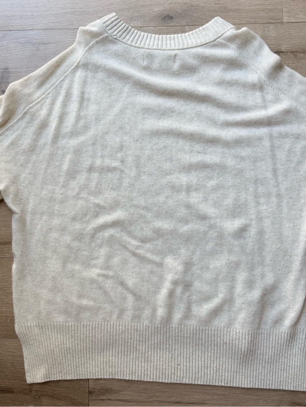 Abercrombie & Fitch 100% Cashmere Sweater Women’s XL Ivory relaxed boxy Hi Low - Picture 5 of 8